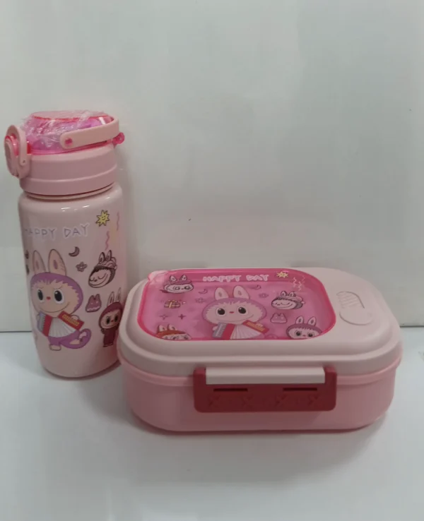 happy-day-lunch-box-water-bottle-set-ست ظرف غذا و قمقمه کودک